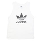 ADIDAS Womens White & Black Logo Vest M Sleeveless Crew Neck Cotton Blend