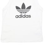 ADIDAS Womens White & Black Logo Vest M Sleeveless Crew Neck Cotton Blend