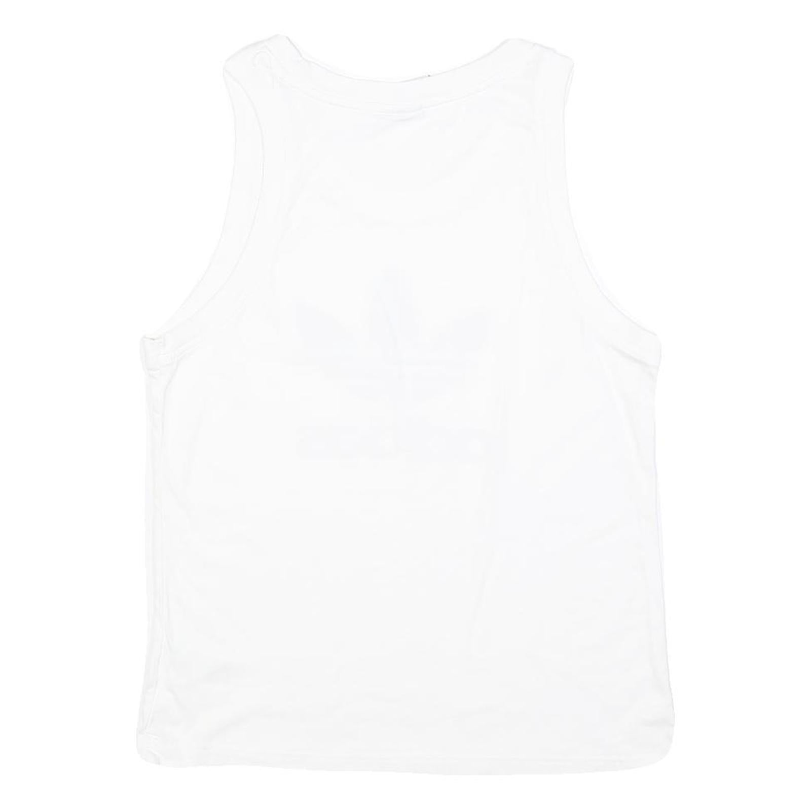 ADIDAS Womens White & Black Logo Vest M Sleeveless Crew Neck Cotton Blend