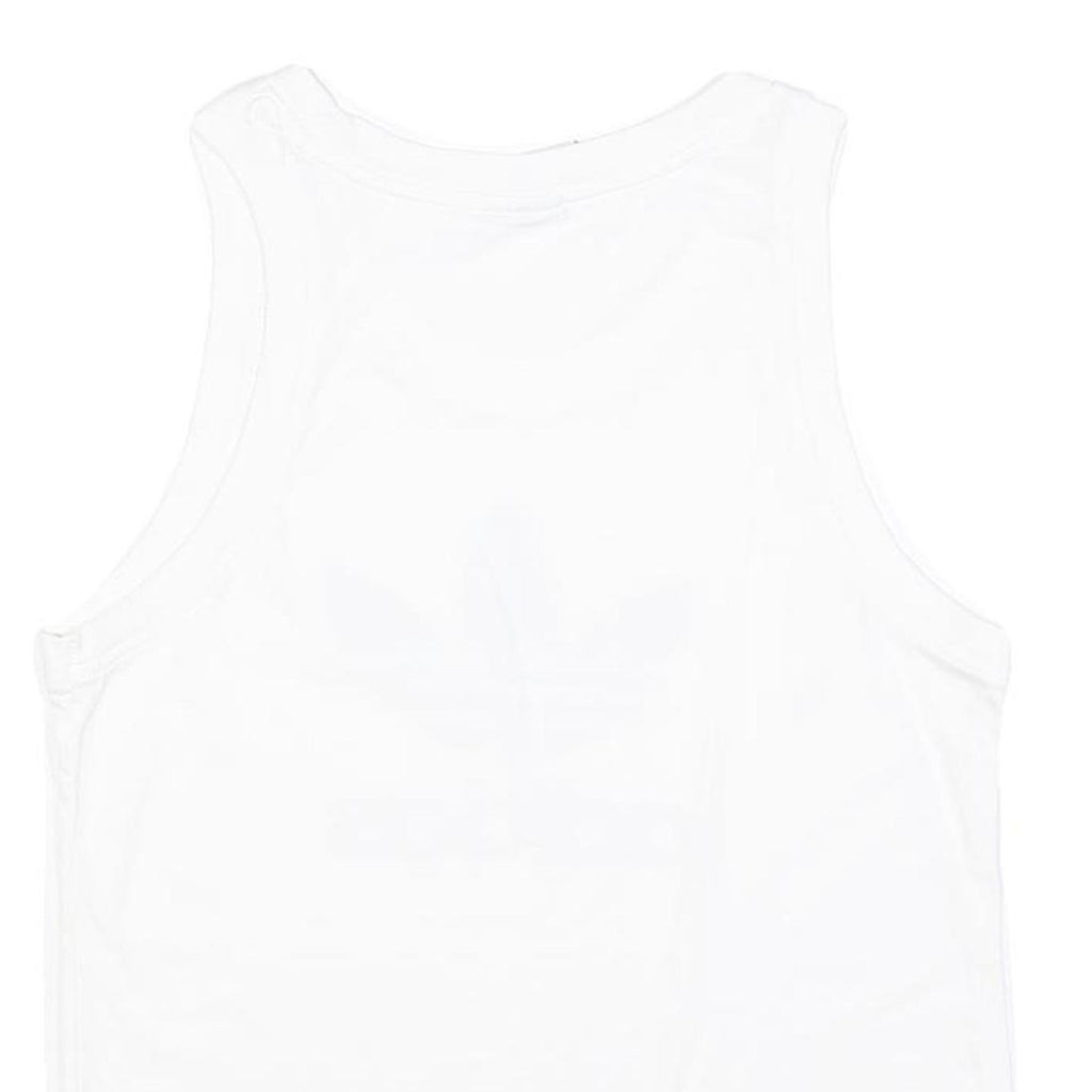 ADIDAS Womens White & Black Logo Vest M Sleeveless Crew Neck Cotton Blend