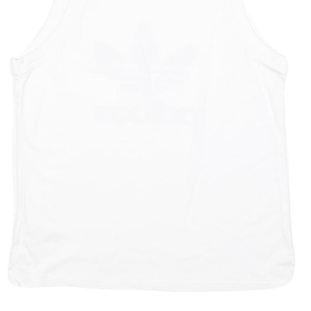 ADIDAS Womens White & Black Logo Vest M Sleeveless Crew Neck Cotton Blend