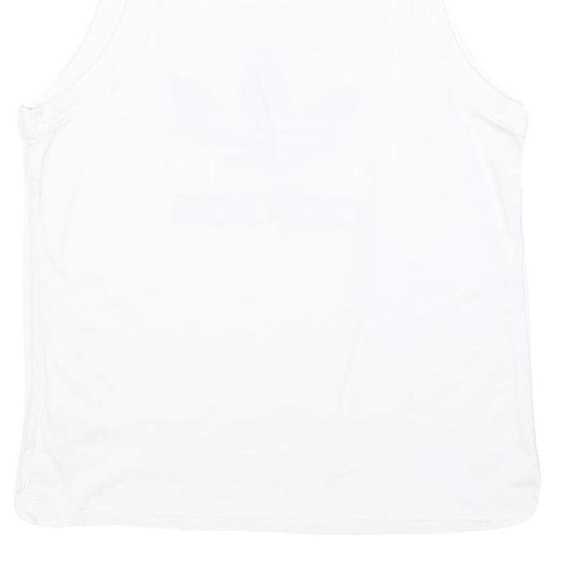 ADIDAS Womens White & Black Logo Vest M Sleeveless Crew Neck Cotton Blend