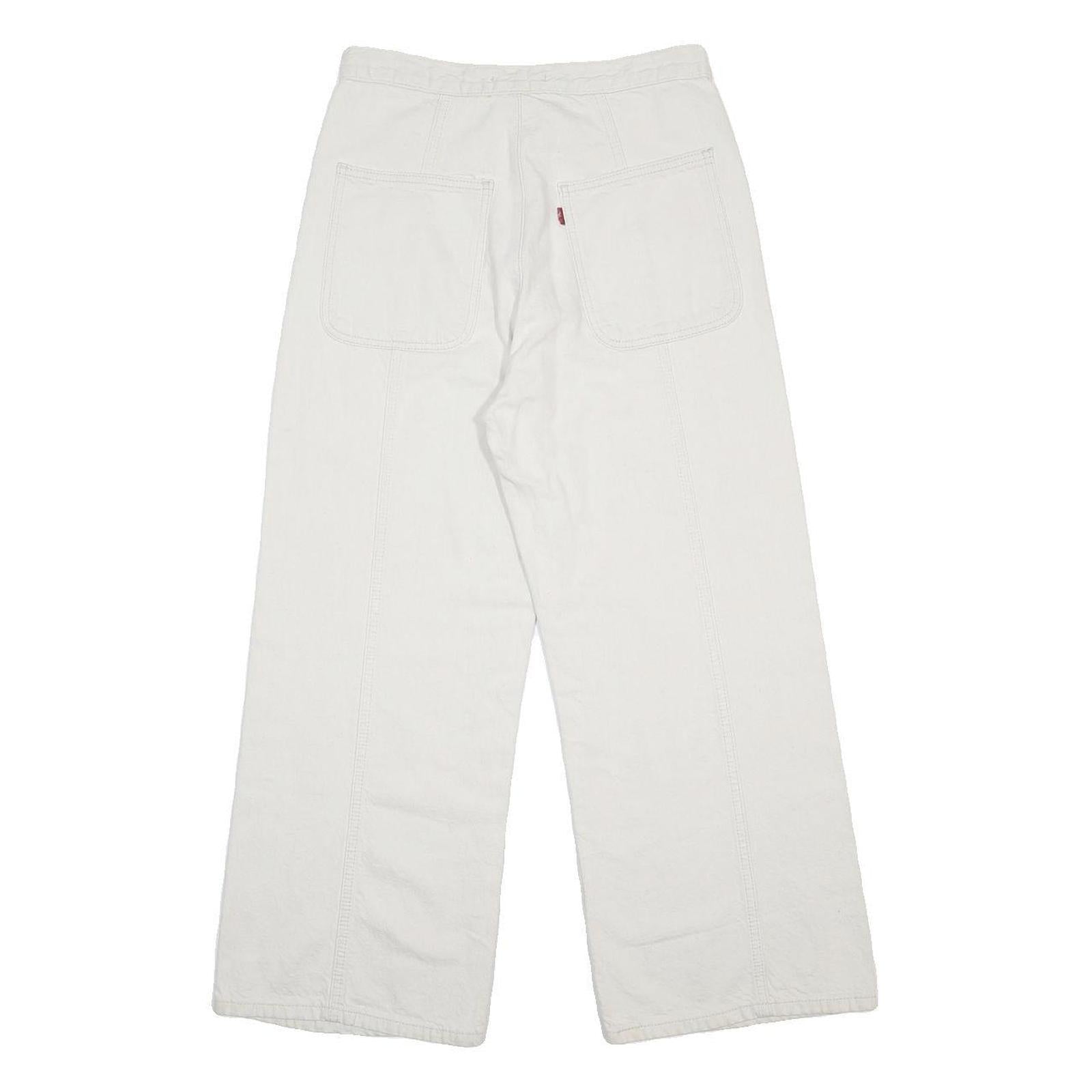 LEVI'S Womens White Loose Wide-Leg Denim Jeans W29 L26 Cotton Blend Zip