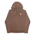 NIKE Mens Brown Hoodie S Cotton Blend Pullover S Logo