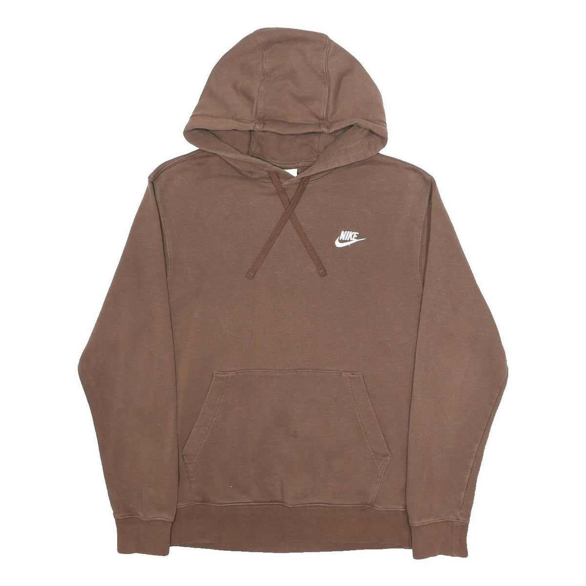 NIKE Mens Brown Hoodie S Cotton Blend Pullover S Logo
