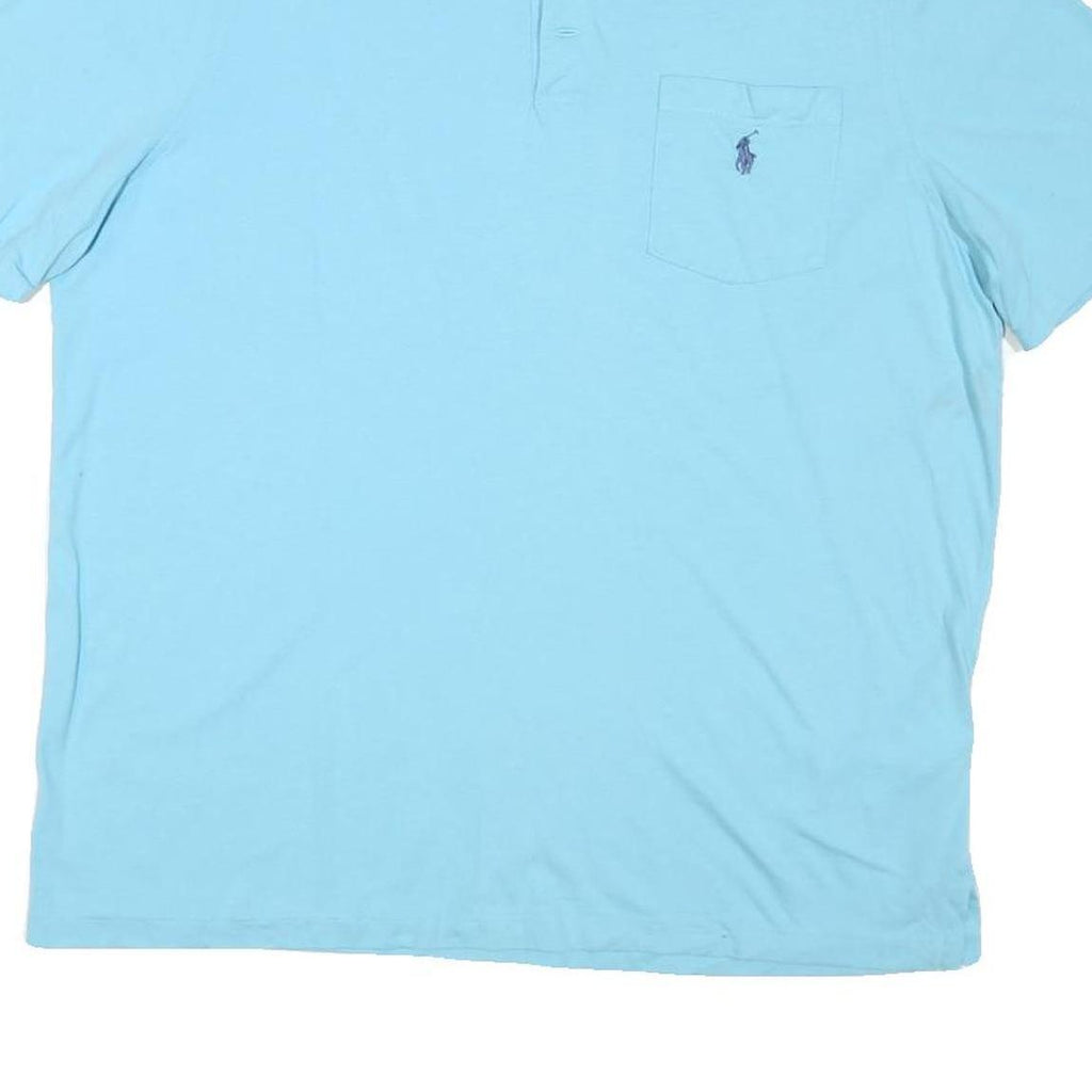 POLO RALPH LAUREN Mens Blue Short Sleeve Plain Polo Shirt L Cotton Blend
