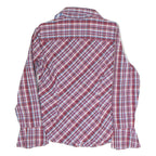 TOMMY HILFIGER Womens Red Blue Plaid Shirt M Cotton Button Front Casual