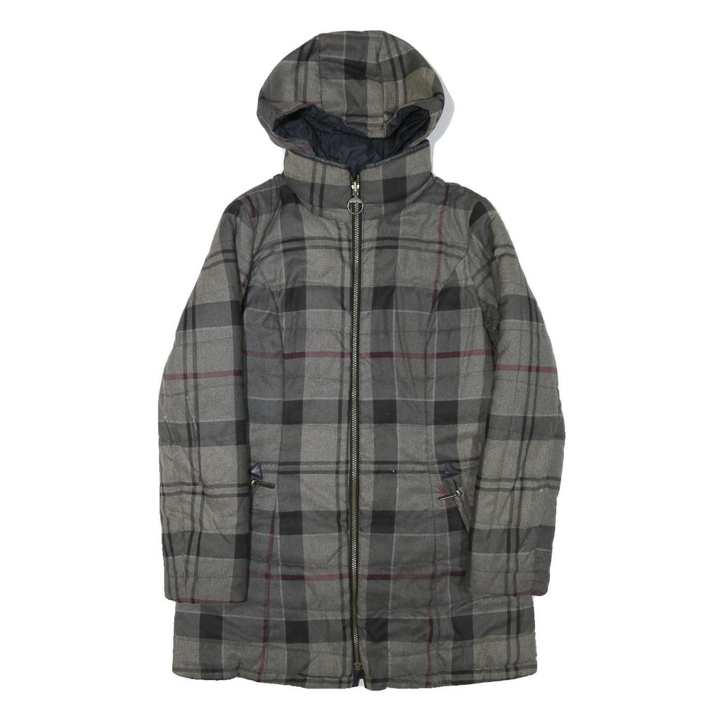 BARBOUR Womens Grey & Black Outdoor Checked Jacket S Polyester Blend Woven Zip