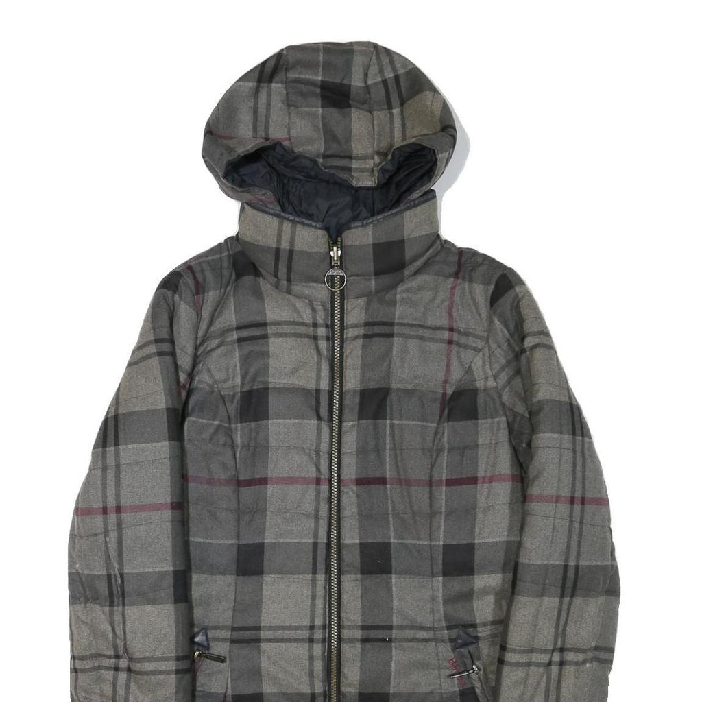 BARBOUR Womens Grey & Black Outdoor Checked Jacket S Polyester Blend Woven Zip