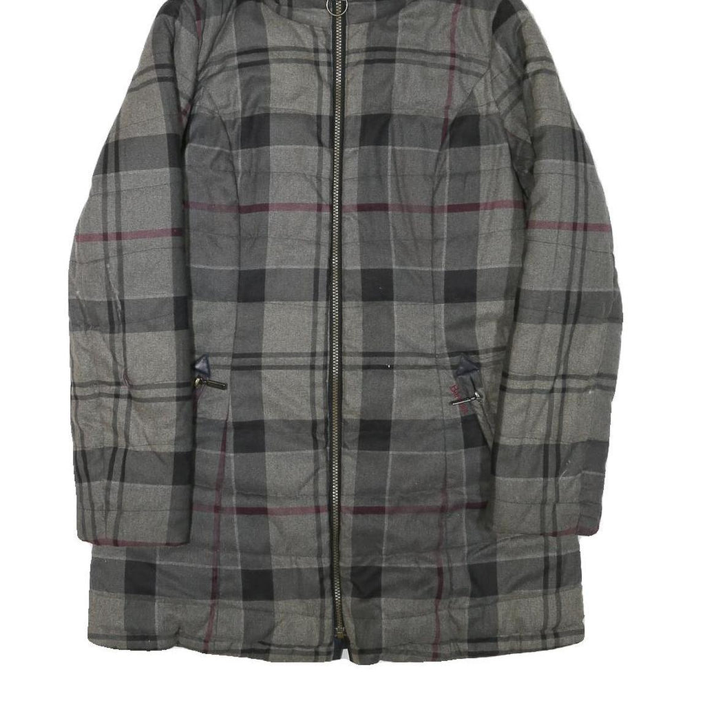 BARBOUR Womens Grey & Black Outdoor Checked Jacket S Polyester Blend Woven Zip