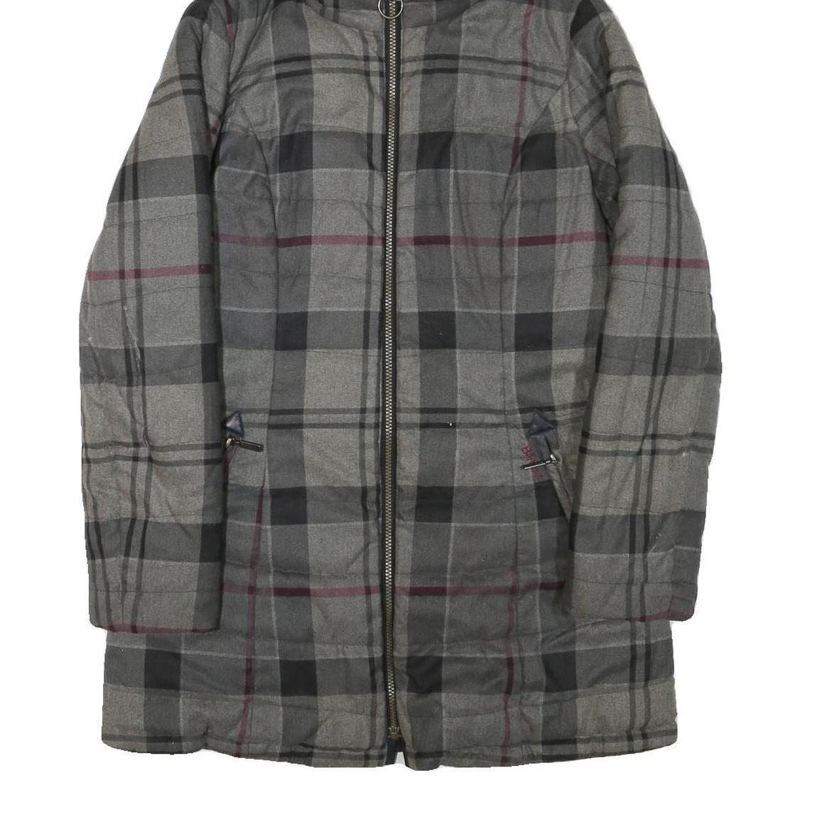 BARBOUR Womens Grey & Black Outdoor Checked Jacket S Polyester Blend Woven Zip