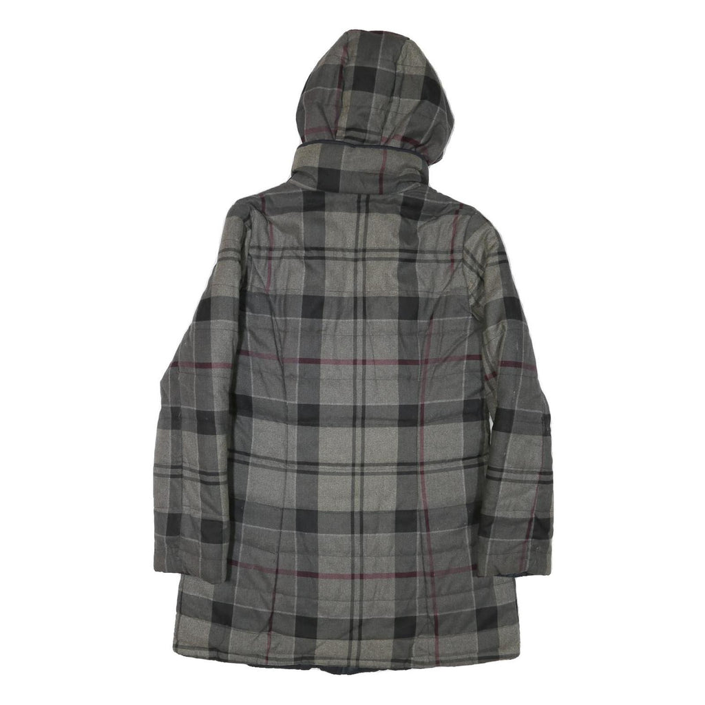 BARBOUR Womens Grey & Black Outdoor Checked Jacket S Polyester Blend Woven Zip