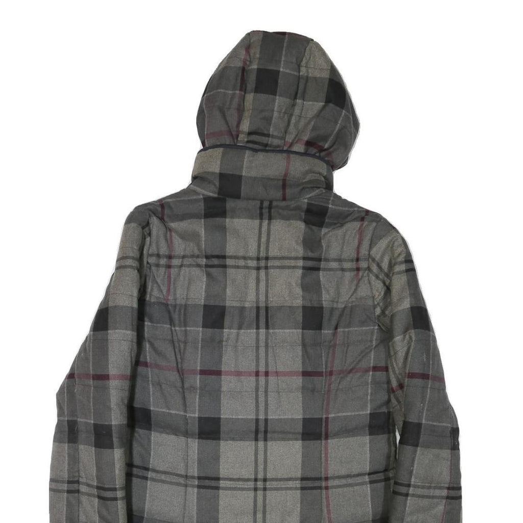 BARBOUR Womens Grey & Black Outdoor Checked Jacket S Polyester Blend Woven Zip