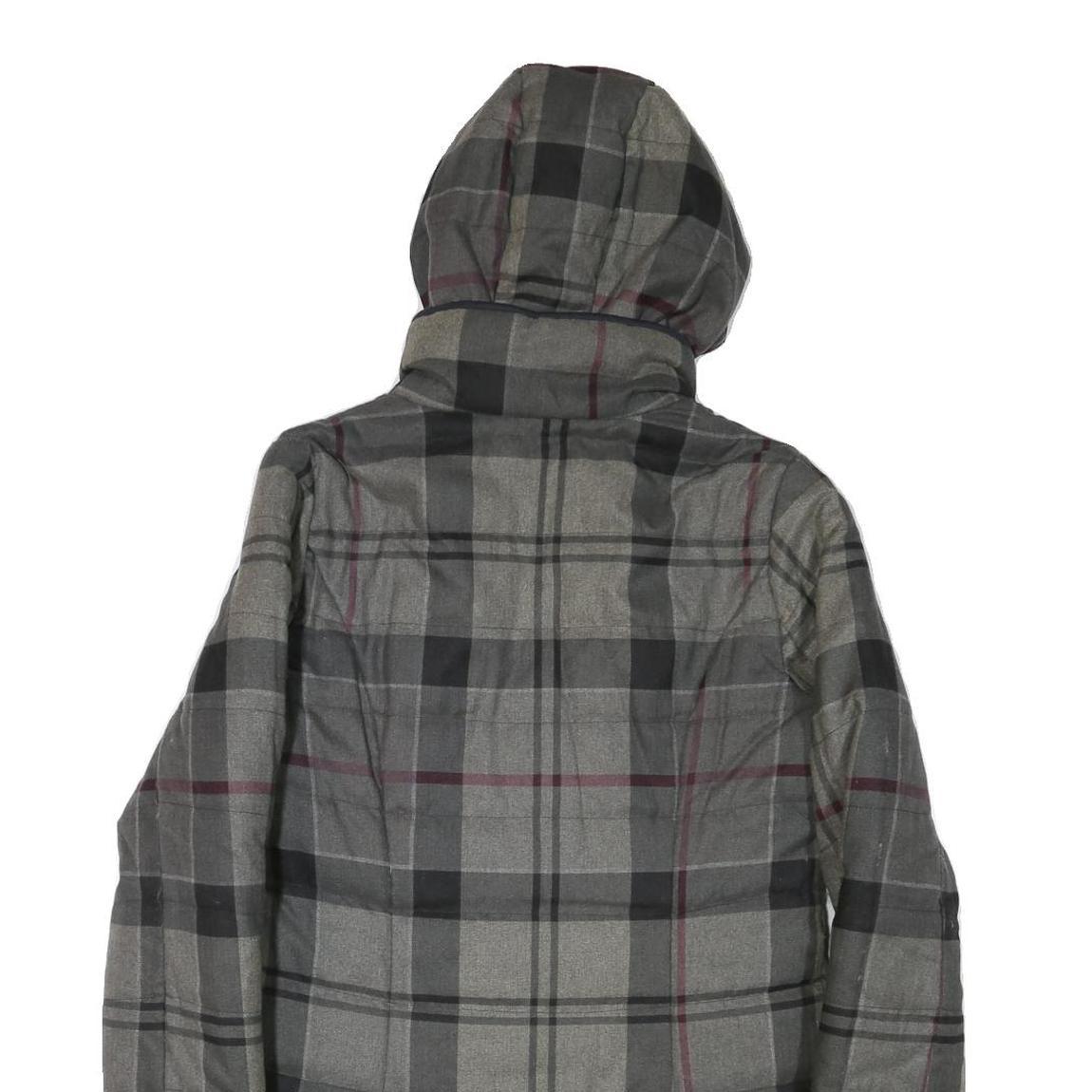 BARBOUR Womens Grey & Black Outdoor Checked Jacket S Polyester Blend Woven Zip