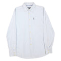 BOGNER Mens Blue & White Striped Shirt L Casual Cotton Blend Button Down