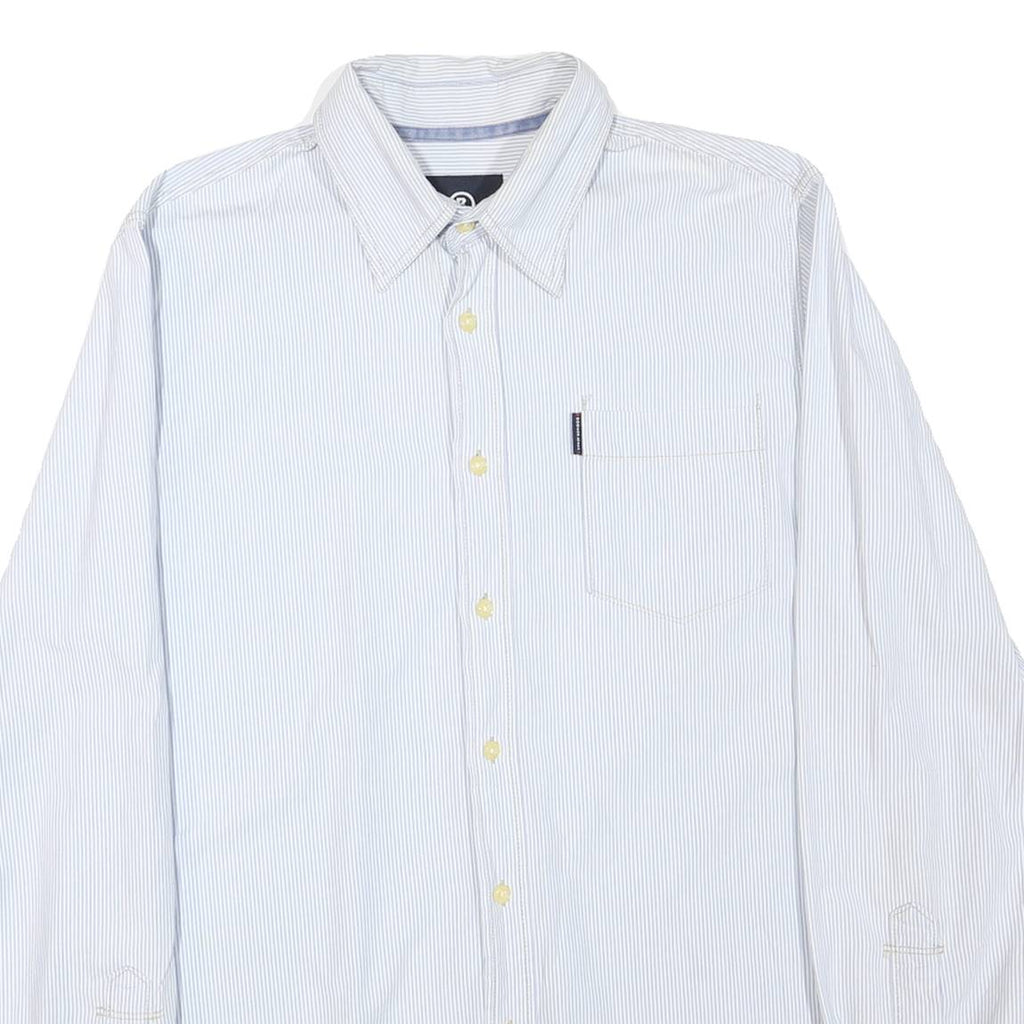 BOGNER Mens Blue & White Striped Shirt L Casual Cotton Blend Button Down