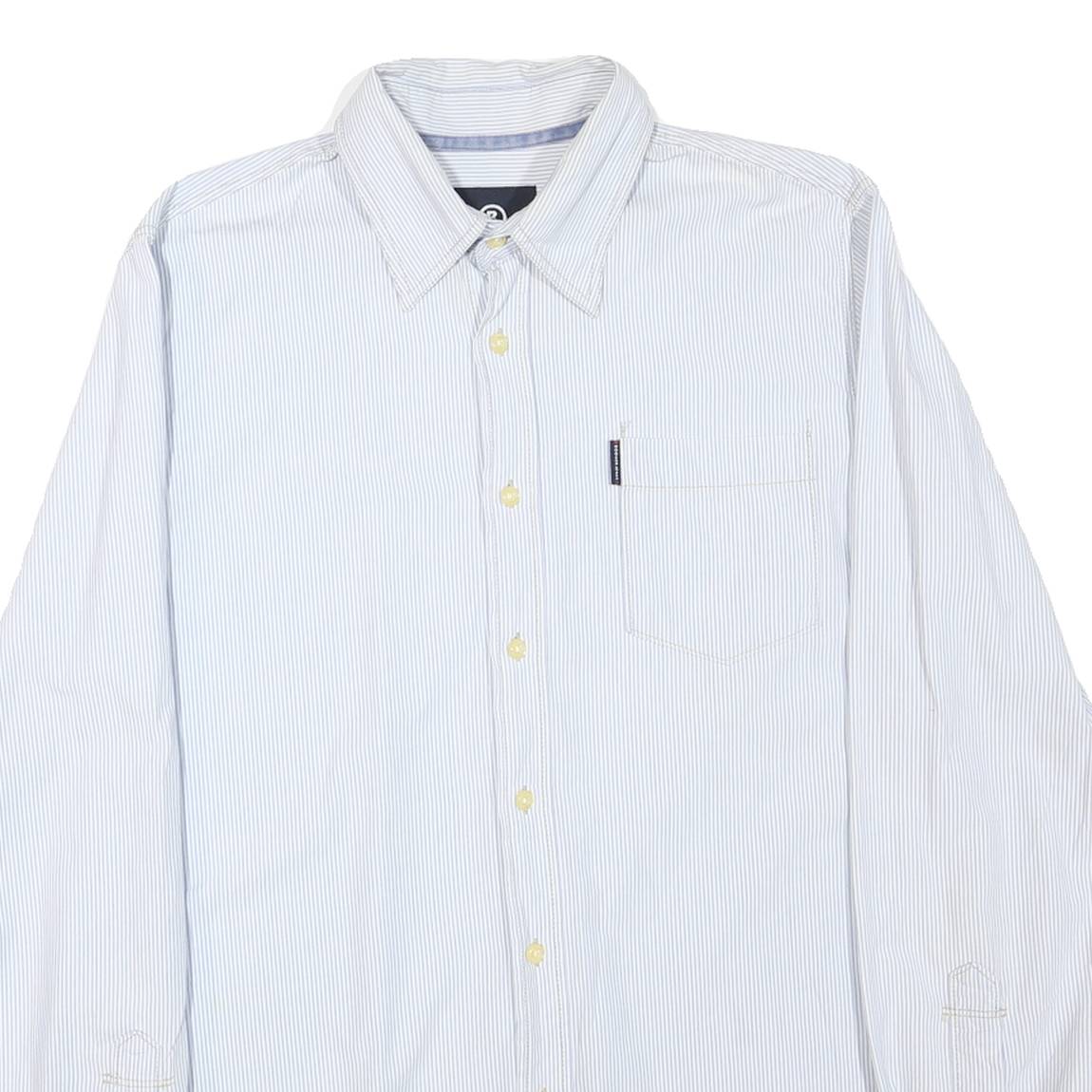BOGNER Mens Blue & White Striped Shirt L Casual Cotton Blend Button Down