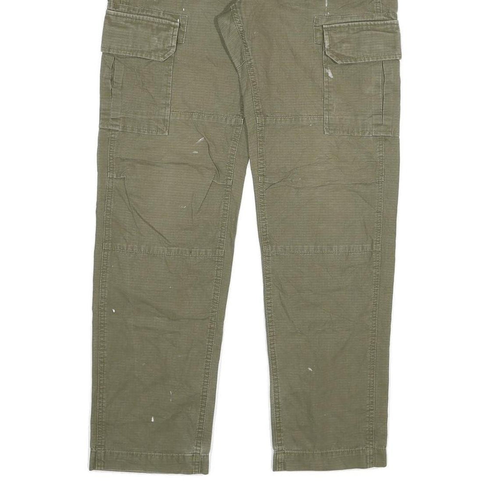 DICKIES Mens Regular Fit Green Cargo Trousers W30 L32 Durable Cotton Blend Zip