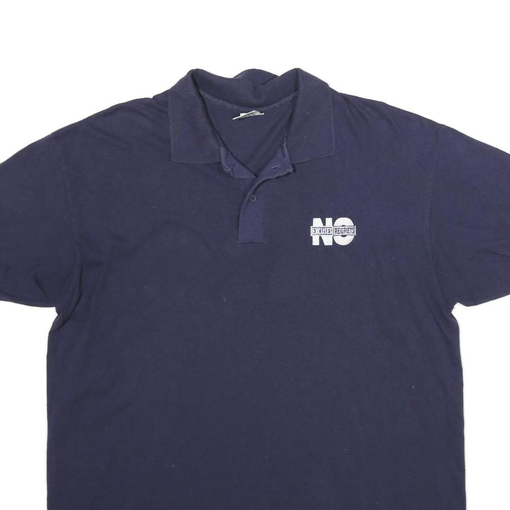 ANVIL Mens Navy Blue No Excuses Regrets Short Sleeve Polo Shirt XL Cotton Blend