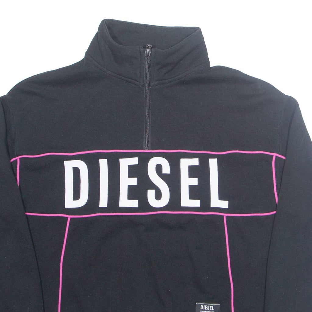 DIESEL Cropped Womens Sweatshirt Black 1/4 Zip XS