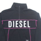 DIESEL Cropped Womens Sweatshirt Black 1/4 Zip XS