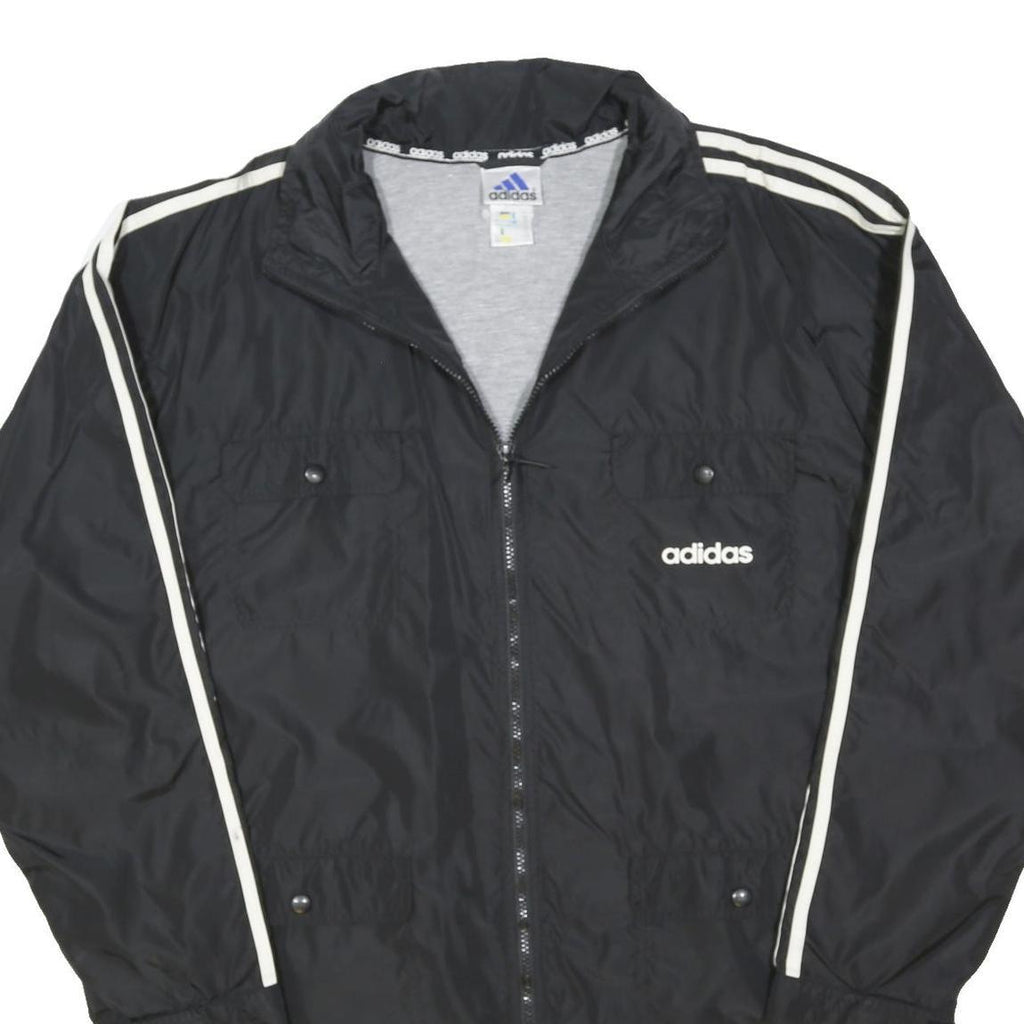 ADIDAS Mens Black & White Button Jacket XL Polyester Blend Plain Sports Casual