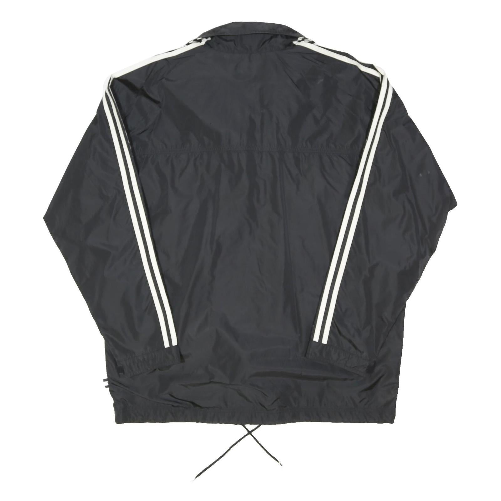 ADIDAS Mens Black & White Button Jacket XL Polyester Blend Plain Sports Casual