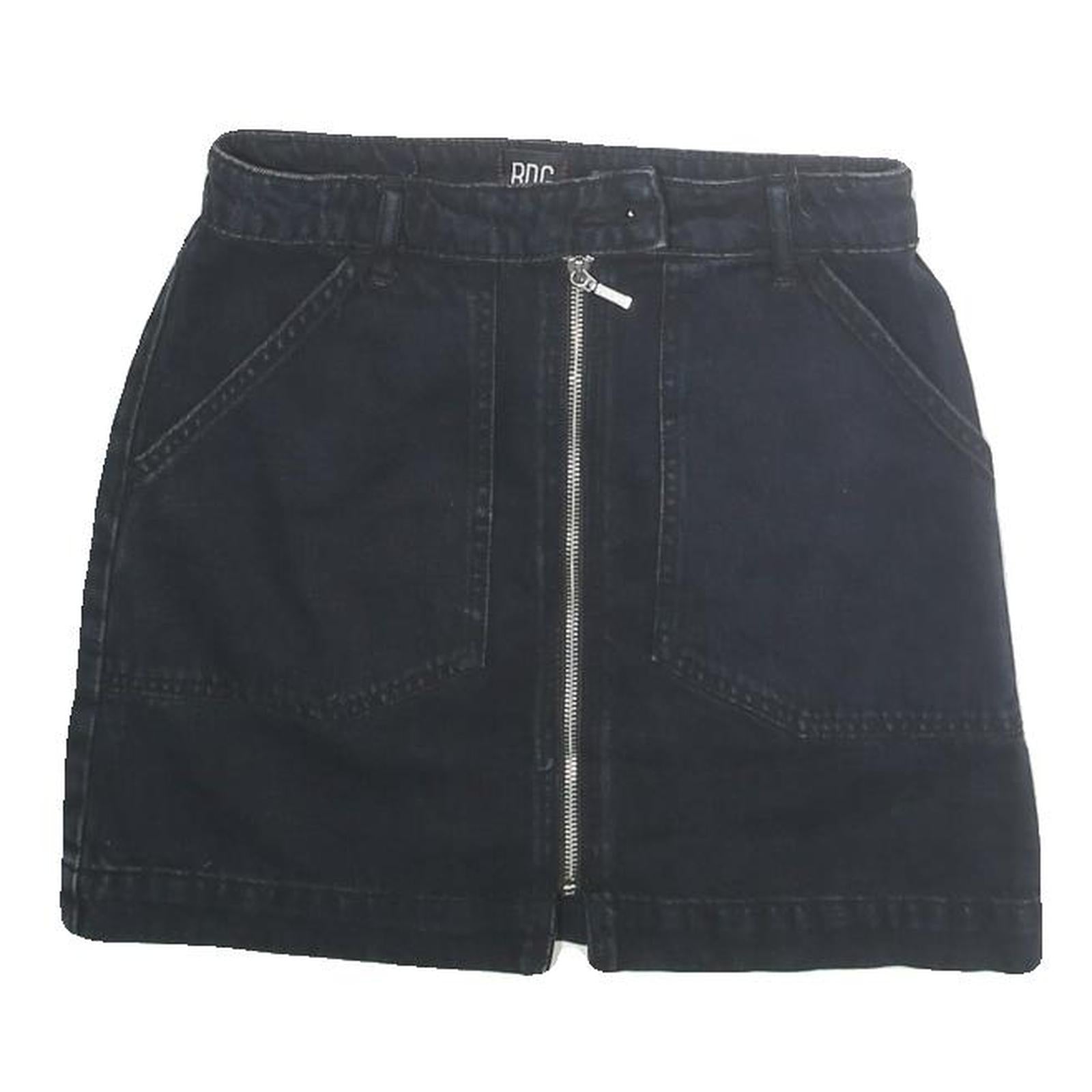 BDG Womens Black Cotton Mini Skirt Zip Front Casual Pocket Design Size S