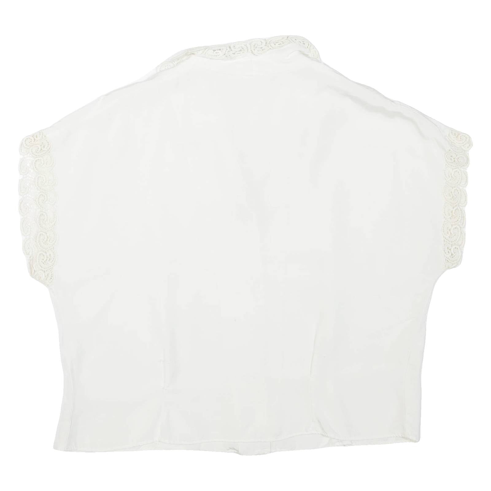 Womens Blouse White V-Neck M
