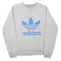 ADIDAS Mens Grey Blue Sweatshirt Crew Neck S Cotton Blend Pullover Casual
