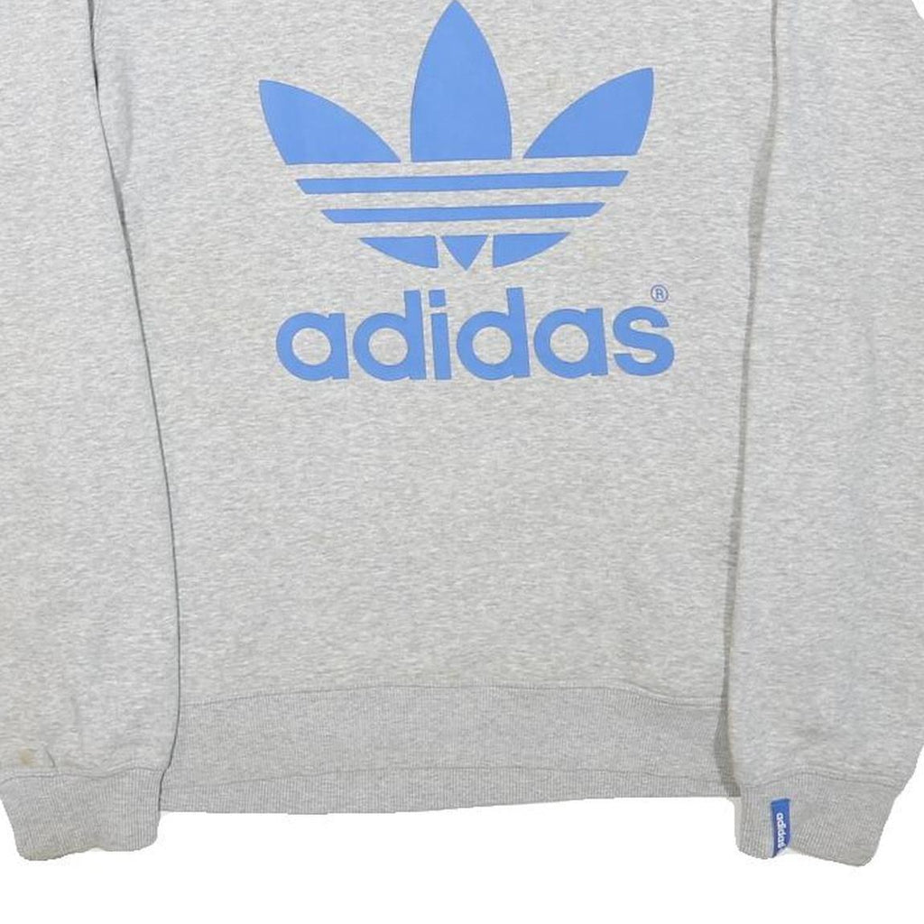 ADIDAS Mens Grey Blue Sweatshirt Crew Neck S Cotton Blend Pullover Casual