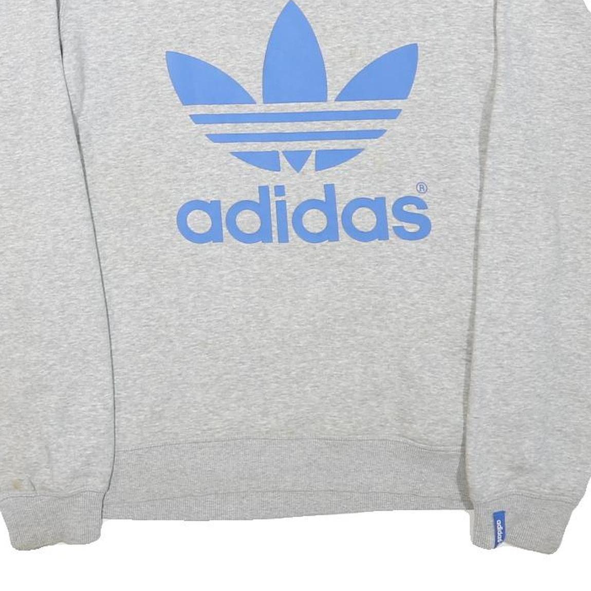 ADIDAS Mens Grey Blue Sweatshirt Crew Neck S Cotton Blend Pullover Casual