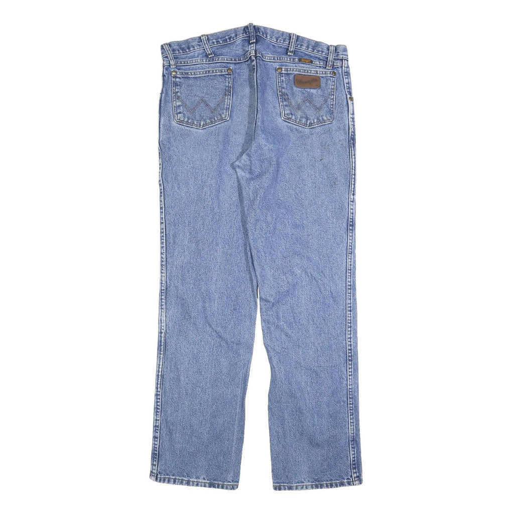 WRANGLER Mens Regular Fit Blue Denim Jeans W36 L34 Classic Cotton Blend Zip