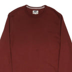 LANDS END Mens Maroon Cotton Blend Crew Neck Sweatshirt L Classic Pullover