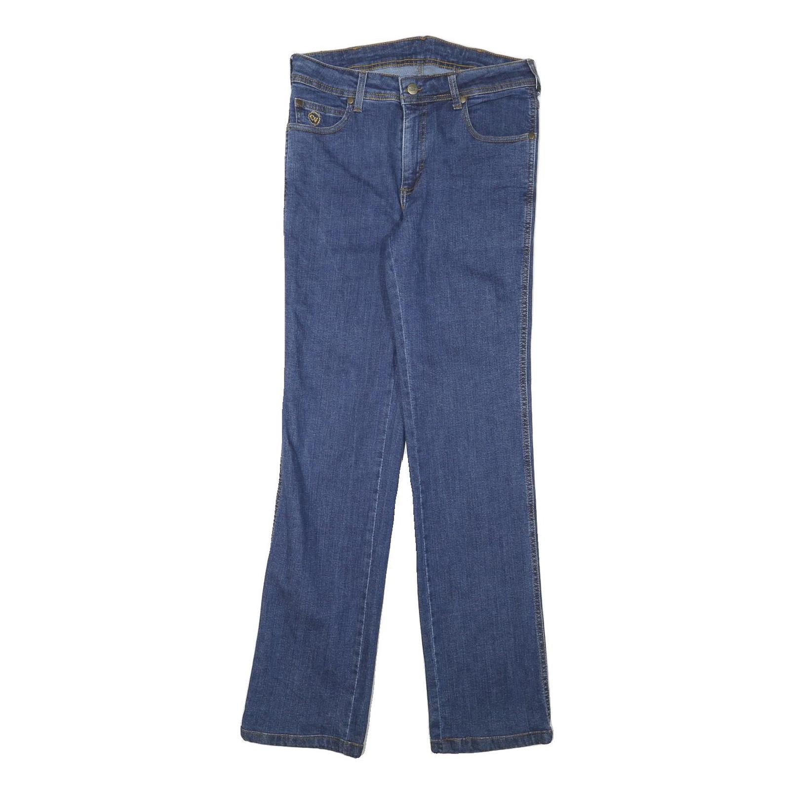 Mens Blue Regular Fit Straight Leg Denim Jeans W28 L31 Cotton Blend Zip