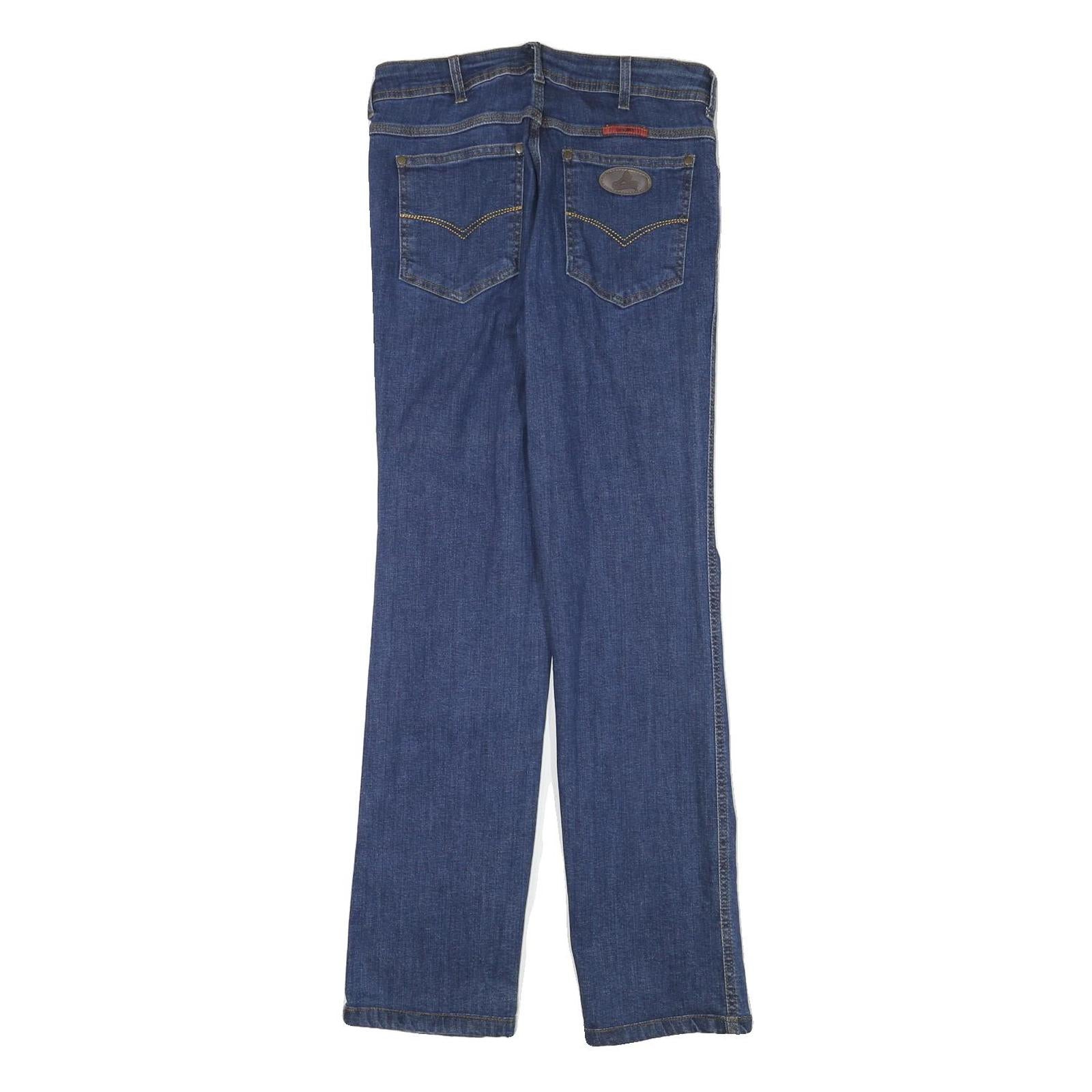 Mens Blue Regular Fit Straight Leg Denim Jeans W28 L31 Cotton Blend Zip