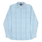 TOMMY HILFIGER Mens Blue Check Shirt M Cotton Casual Classic Fit Long Sleeve