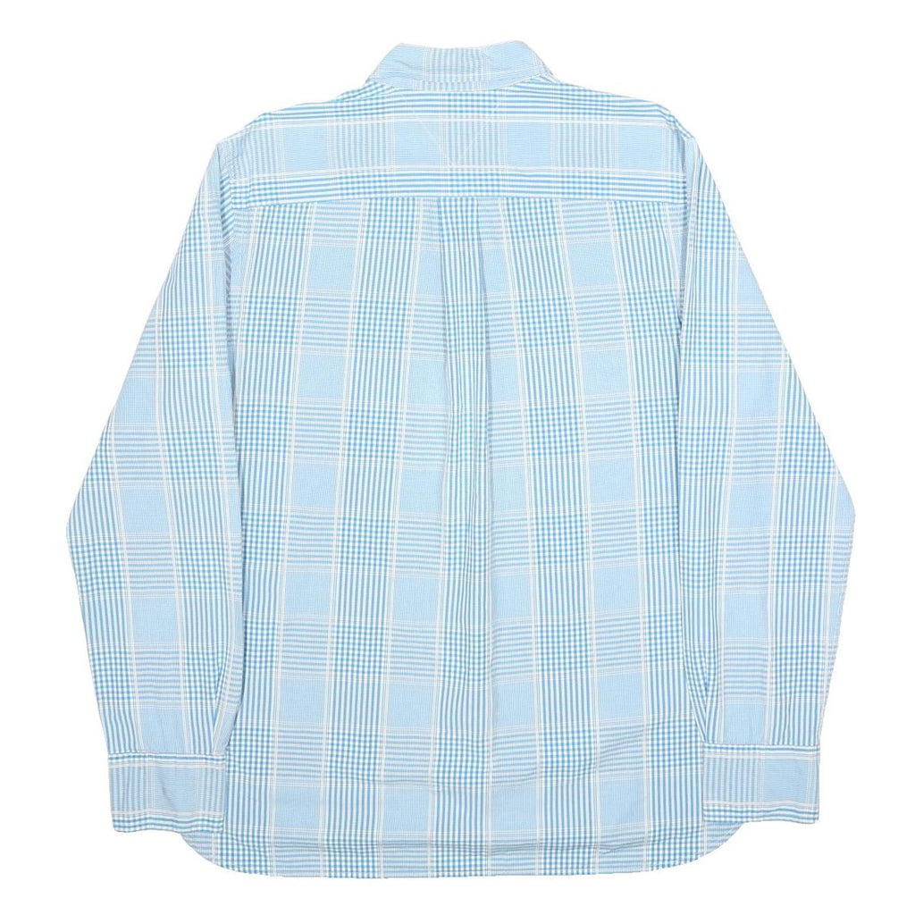 TOMMY HILFIGER Mens Blue Check Shirt M Cotton Casual Classic Fit Long Sleeve