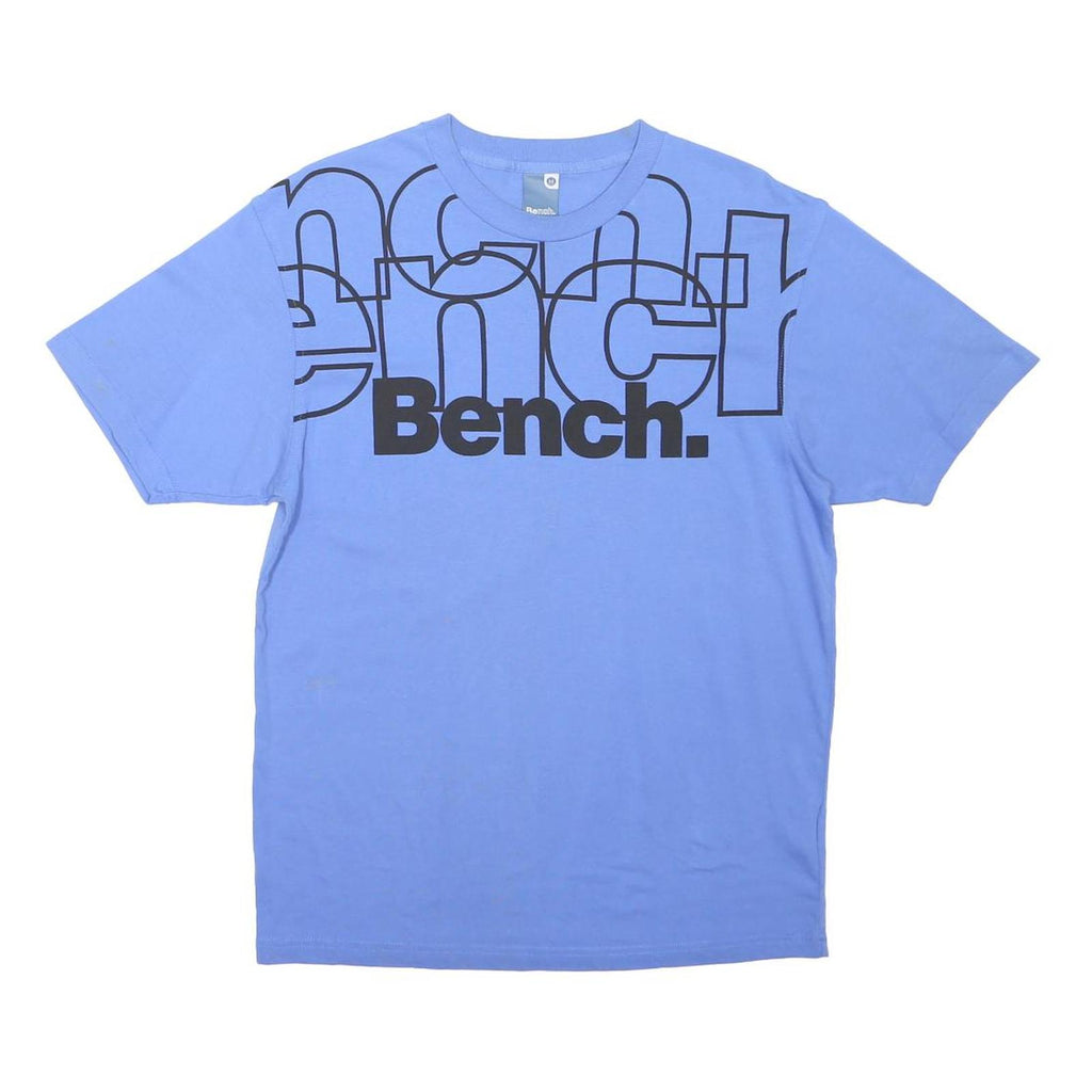 BENCH Mens Blue Graphic T-Shirt M Short Sleeve Crew Neck Cotton Blend Logo Print