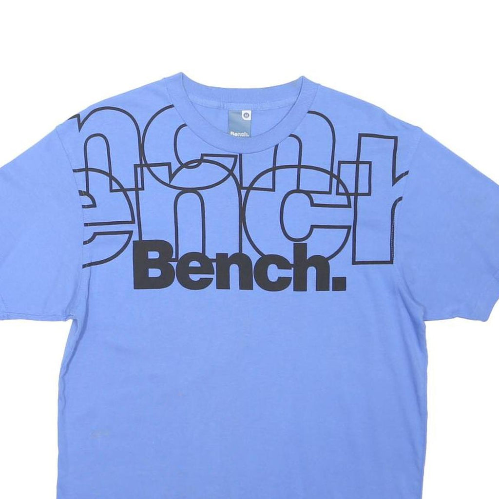 BENCH Mens Blue Graphic T-Shirt M Short Sleeve Crew Neck Cotton Blend Logo Print