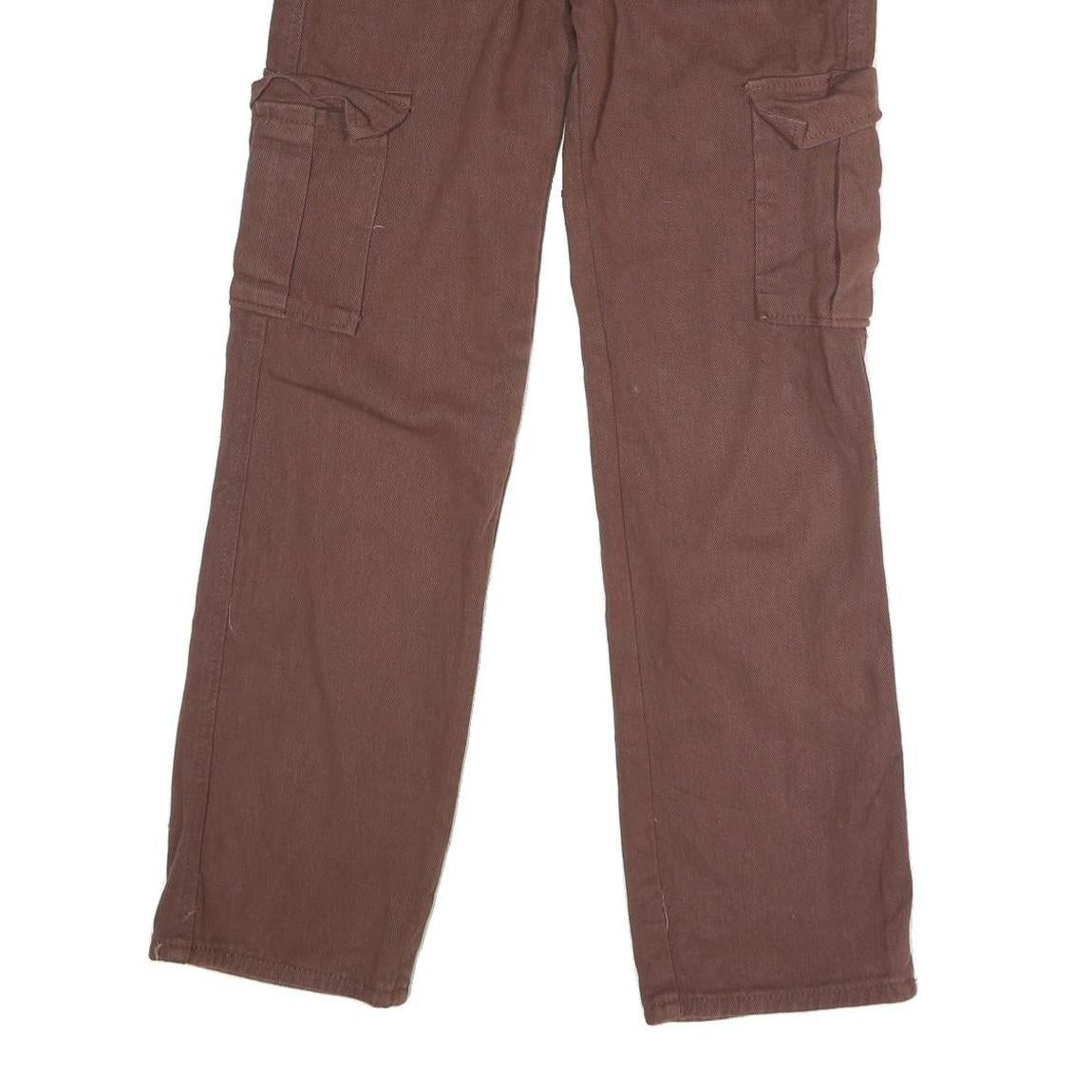 Womens Brown Cotton Blend Regular Straight Jeans W29 L29 Button Cargo Pockets
