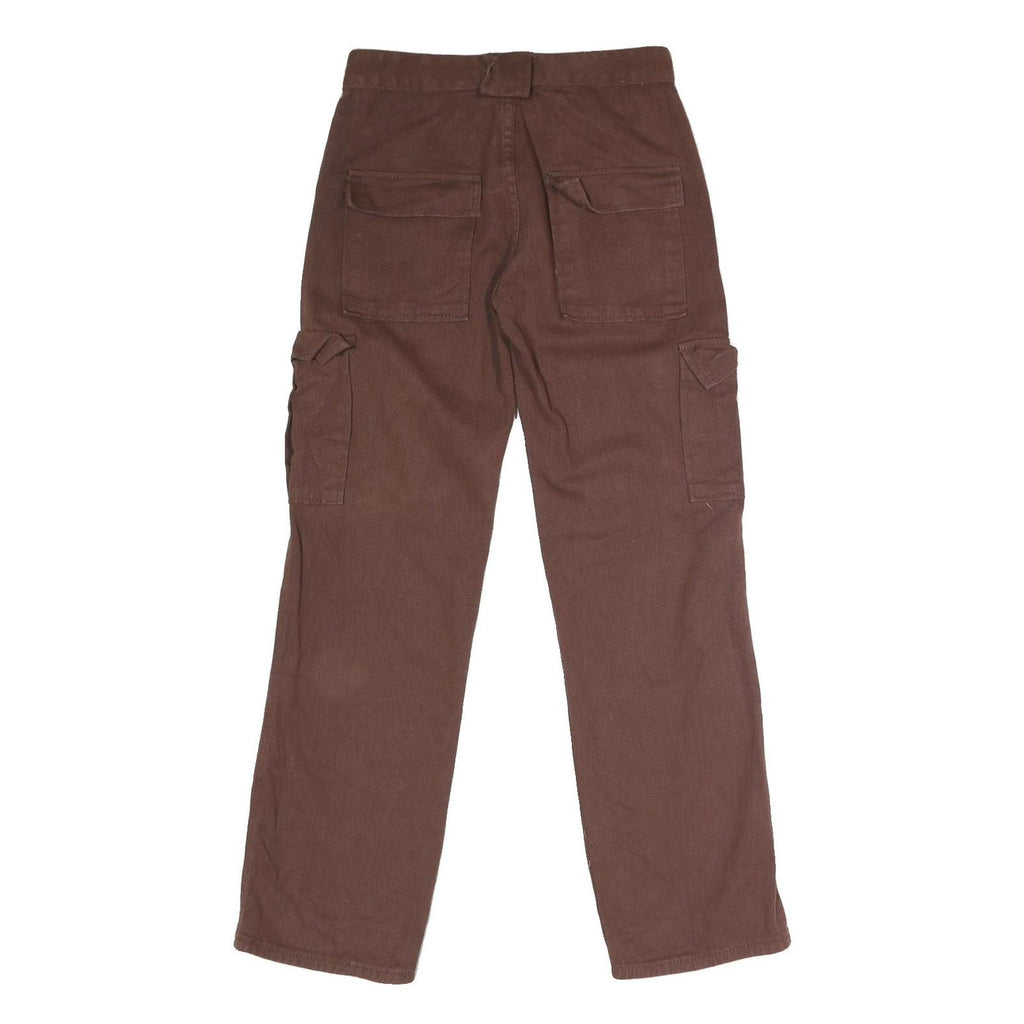 Womens Brown Cotton Blend Regular Straight Jeans W29 L29 Button Cargo Pockets
