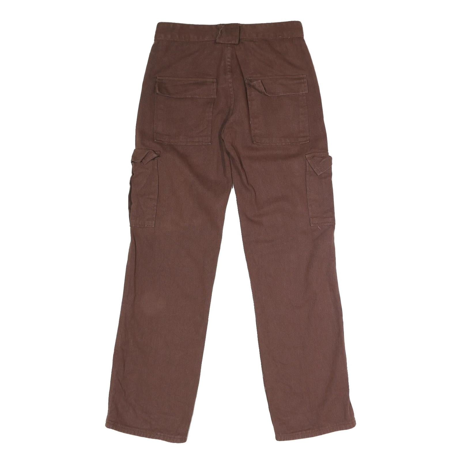 Womens Brown Cotton Blend Regular Straight Jeans W29 L29 Button Cargo Pockets