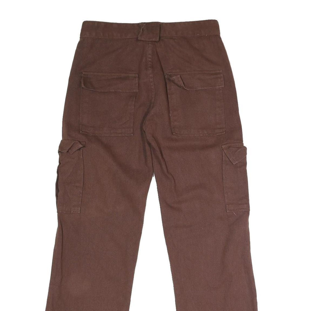 Womens Brown Cotton Blend Regular Straight Jeans W29 L29 Button Cargo Pockets