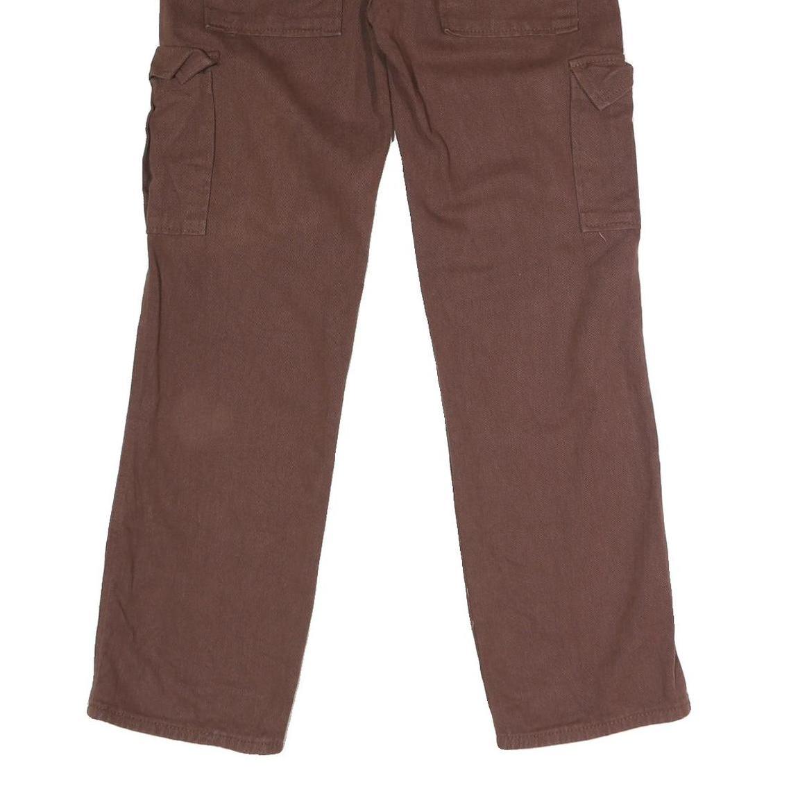 Womens Brown Cotton Blend Regular Straight Jeans W29 L29 Button Cargo Pockets