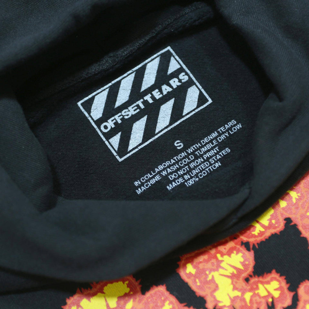 DENIM TEARS X OFFSET Mens Black Pullover Hoodie S Graphic Print Cotton Jersey