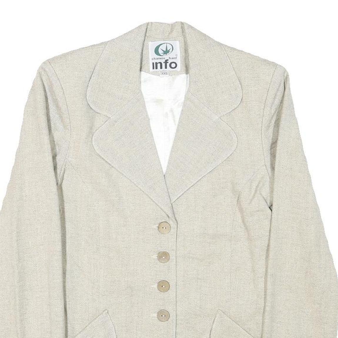 INFO Womens Beige Wool Blend Button Jacket XXS Woven Classic Tailored