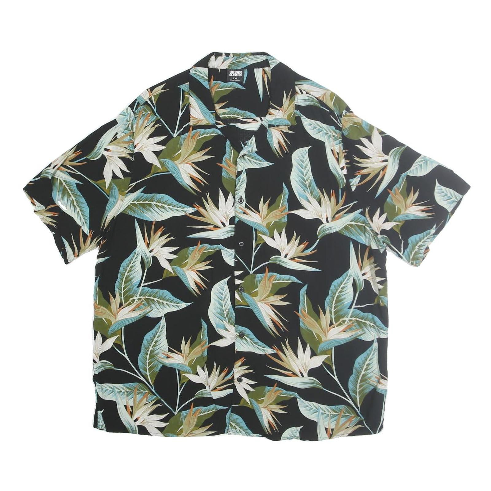 URBAN CLASSICS Mens Black & Multi Floral Shirt 2XL Summer Pattern Cotton Casual