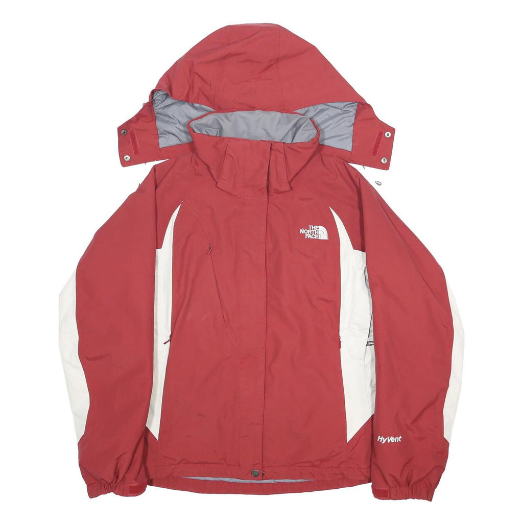 THE NORTH FACE Womens Red & White Outdoor Jacket M Nylon Waterproof Zip