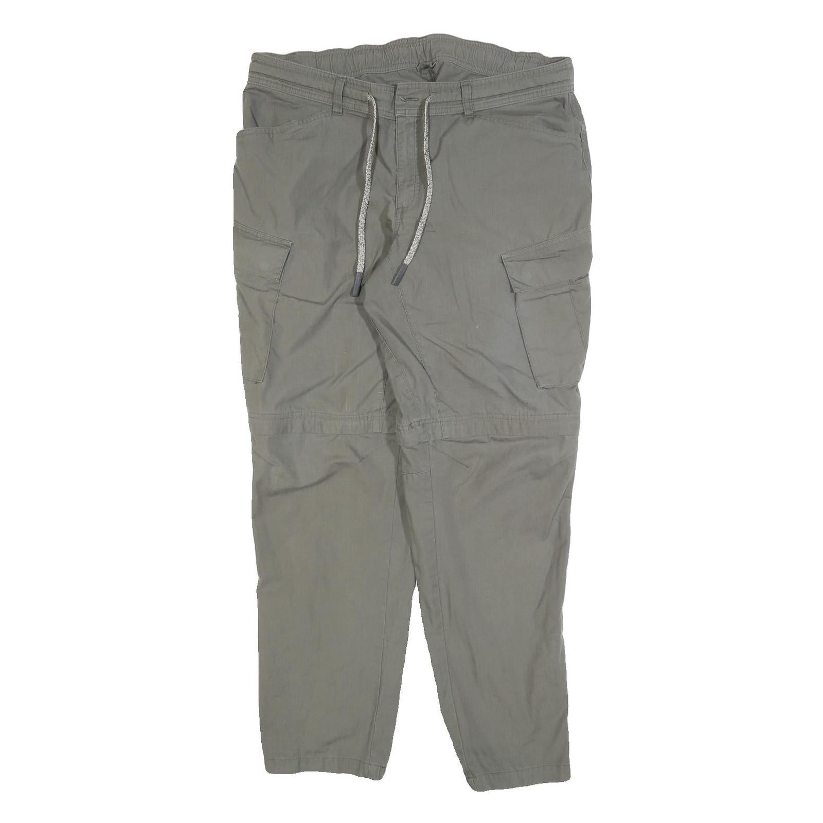 FORCLAZ Mens Grey Cotton Blend Regular Cargo Trousers W38 L30 Utility Casual
